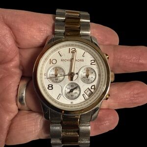Michael Kors Silver and Gold Chronograph Watch